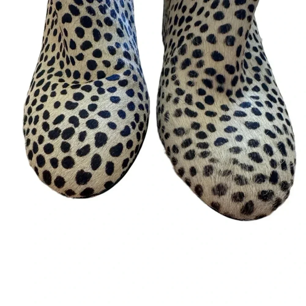 Able Cheetah Hair Celina Leather Ankle Booties Block Heel Size 7